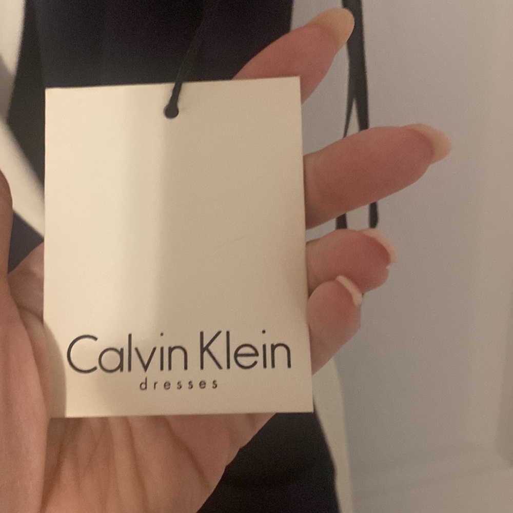 Calvin Klein navy with white trim dress with matching belt - Picture 6 of 7